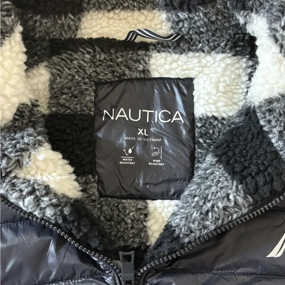 EUC Nautica‎ Full Fleece-Lined Puffer Coat Jacket In Black Men’s Size XL